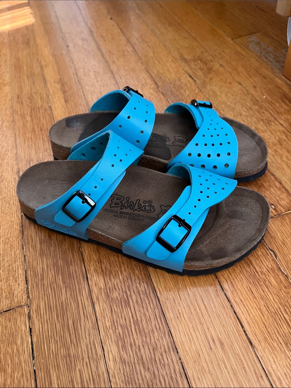 Birkenstock Birki’s Freeport Birko-Flor Size 38 Sky Blue Perforated